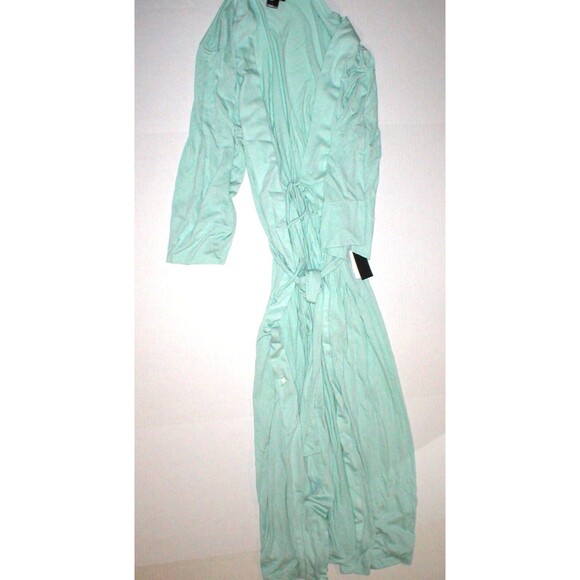 NWT $180 New Natori Light Green Robe Womens M Long Soft Solid Silky Pockets Pale - Picture 6 of 12